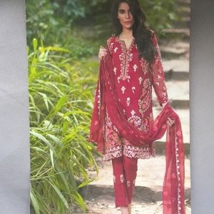 3 pc Pakistani burgundy outfit